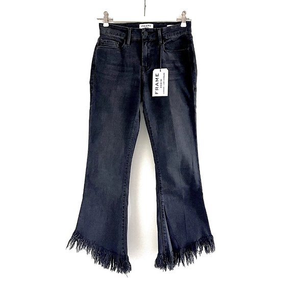 Frame Le Crop Mini Boot Shredded Raw Jeans in Fox Park Size 26 - Picture 3 of 10
